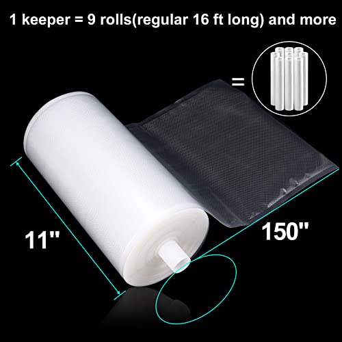 AENTGIU Food Vacuum Sealer Bags Roll with Cutter, 11"x150' BPA Free Vacuum Storage Bags Roll For Food Saver, Seal a Meal, Freezer Bags Space Saver for Vac Storage, Meal Prep or Sous Vide