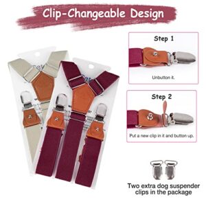 Pet Soft Dog Suspenders 2 Pieces Female Dog Diaper Suspenders for Dogs Diaper Keeper Suspender for Dog Skirt, Dog Dress (Brown & Burgundy, M/L)