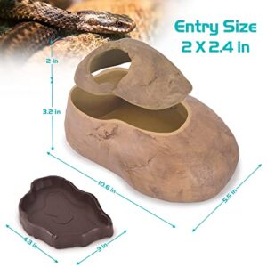 Antidious Snake Hide Cave for Gecko Shedding, Natural Rock Look Hideout, Reptiles Egg-Laying Shelters, Suitable for Ball Python,Corn Snake, Green Snake and Gecko, L Size