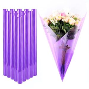 quera 15pcs iridescent cellophane wrap paper sheets cellophane wrap roll clear flower wrapping packaging paper,for birthday christmas gift candy craft flower 23'' x 23''(purple)