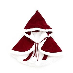 nw warm soft velvet cape cat costume, pet dog santa clothes cloak,puppy xmas claus costumes apparel party clothing cape adjustable ribbon dog costume large sized dog (s)