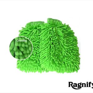 Ragnify Pack of 2 Microfiber car wash mitt Scratch Free Dual Sided Machine Washable Waterproof wash mitt for Cars, Trucks, Boats(Green)