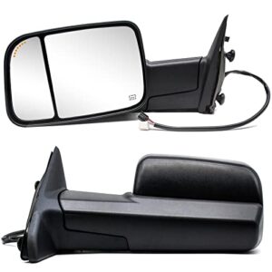 adanz towing mirrors fit for 2009-2018 dodge ram 1500 2500 3500 pickup truck power heated temperature sensor arrow signal on glass puddle lamp foldaway