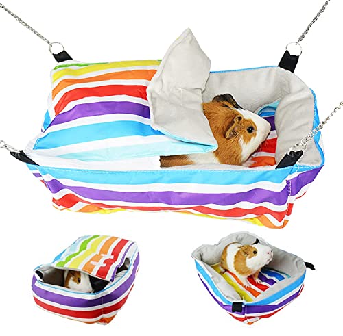 HOMEYA Guinea Pig Hideout, Small Animal Hammock House Cuddle Hanging Sleeping Bed Toys Winter Warm Cage Accessories for Sugar Glider,Chinchilla,Hamster,Rat,Bunny,Squirrel,Gerbil Birthday Gift