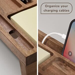 NAUMOO Natural Wood Desk Organizer - Multi-Compartment Wooden Organizers for Home, Office, Cubicle Accessories - Table Caddy for Desktop and Workspace - Pencil Storage Tray