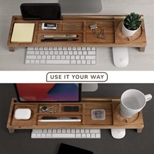 NAUMOO Natural Wood Desk Organizer - Multi-Compartment Wooden Organizers for Home, Office, Cubicle Accessories - Table Caddy for Desktop and Workspace - Pencil Storage Tray