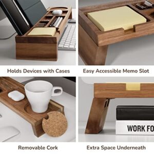 NAUMOO Natural Wood Desk Organizer - Multi-Compartment Wooden Organizers for Home, Office, Cubicle Accessories - Table Caddy for Desktop and Workspace - Pencil Storage Tray