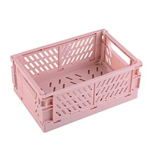 collapsible plastic storage bins, collapsible utility bin organization and storage, stackable storage bins utility folding basket, home crate box for for home & garage organization (l, pink)