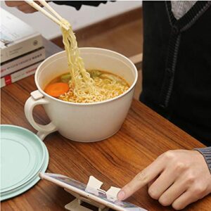 SOUJOY 2 Pack Noodle Bowl With Lid, 40 OZ Large Microwave Wheat Straw Soup Bowl with Phone Holder, Instant Noodle Bowl for Soup, Noodles, Ramen
