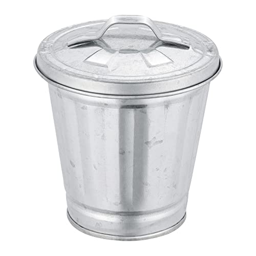 NUOBESTY Mini Garbage Cans Mini Desktop Trash Can Mini Tabletop Flowerpot Pen Holder Galvanized Waste Container Metal Trash Can Garbage Can Mini Rubbish Bin