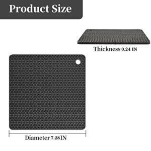 Kalsreui Trivets for Hot Dishes, Silicone Trivet Mat Hot Pads for Kitchen Pot Holder, Silicone Trivets for Hot Pots and Pans, Multi-Purpose Heat Resistant Silicone Trivet Mat for Tabletop Black Pack 6