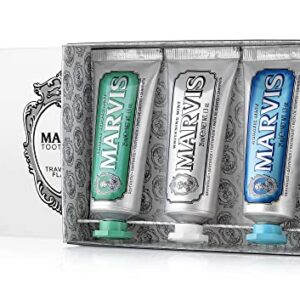 Marvis Marvis Travel with Flavor, Aquatic Mint, Whitening Mint, Classic Strong Mint, 3 Count, 1.3 oz Each