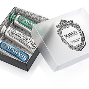 Marvis Marvis Travel with Flavor, Aquatic Mint, Whitening Mint, Classic Strong Mint, 3 Count, 1.3 oz Each