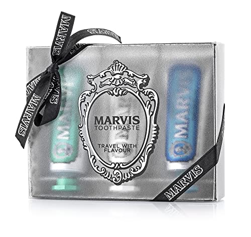 Marvis Marvis Travel with Flavor, Aquatic Mint, Whitening Mint, Classic Strong Mint, 3 Count, 1.3 oz Each