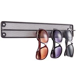 mygift modern sunglasses holder matte black metal mesh wall mounted eyewear display rack, hanging eyeglasses storage rail case