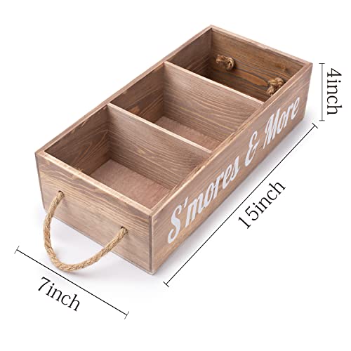 Smores Caddy Tray bar Station-Camping Accessories Outdoor Food Tray-Wooden Organizer Box-Birthday Party Gift for Teacher