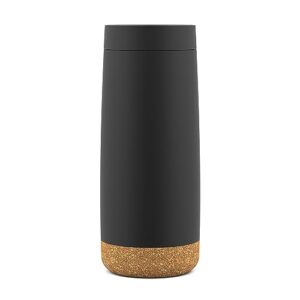 ello cole 16oz vacuum insulated travel coffee mug with leak-proof slider lid and built-in coaster, keeps hot for 5 hours, perfect for coffee or tea, bpa-free tumbler, black