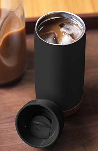 Ello Cole 16oz Vacuum Insulated Travel Coffee Mug with Leak-Proof Slider Lid and Built-in Coaster, Keeps Hot for 5 Hours, Perfect for Coffee or Tea, BPA-Free Tumbler, Black