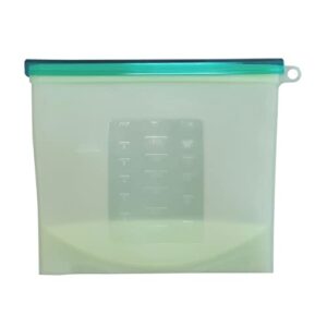 7penn silicone food storage bag, 1500ml - 1pk washable 9.3 x 7.6in green reusable food bags for sandwiches and snacks