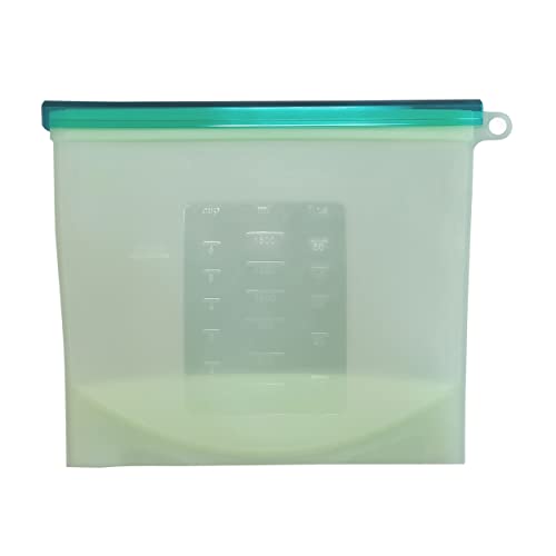 7Penn Silicone Food Storage Bag, 1500mL - 1pk Washable 9.3 x 7.6in Green Reusable Food Bags for Sandwiches and Snacks