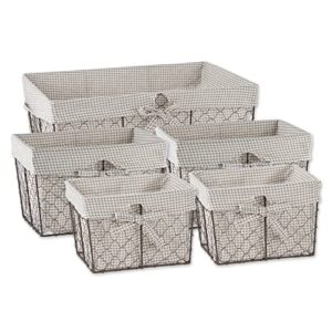 dii farmhouse chicken wire storage baskets with liner, set of 5, rustic french blue, assorted sizes, 5 piece