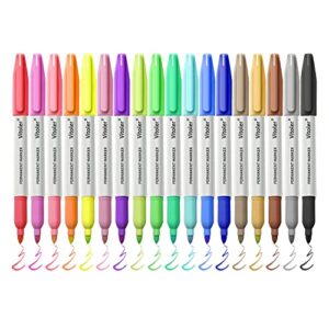 vitoler 18 assorted color permanent markers,fine point art marker pens set for adult coloring marking doodling painting on plastic,glass,stone