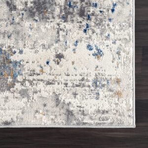 Abani Unique Grey & Blue Contemporary Landscape Design Area Rug - Modern Dripping Print Non-Shed 7'9" x 10'2" (8'x10') Living Room Rug Rugs