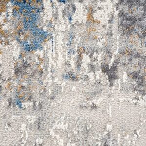 Abani Unique Grey & Blue Contemporary Landscape Design Area Rug - Modern Dripping Print Non-Shed 7'9" x 10'2" (8'x10') Living Room Rug Rugs