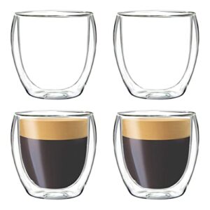 youngever 4 pack espresso cups, double wall thermo insulated espresso cups, glass coffee cups (3.5 ounce)