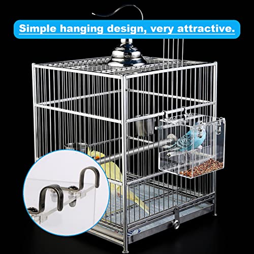 No Mess Bird Feeder, Bird Feeder for Cage, Acrylic Automatic Seed Container Parrot Food Holder Bird Feeder Animal Cage Water Food Holder for Parrot Parakeets