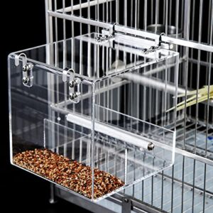 No Mess Bird Feeder, Bird Feeder for Cage, Acrylic Automatic Seed Container Parrot Food Holder Bird Feeder Animal Cage Water Food Holder for Parrot Parakeets