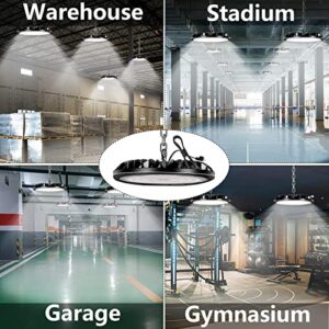 Royana 100W LED UFO High Bay Light, 6 Pack 10000LM Garage Lights High-Light Ceiling LED with 1.2M Cable 110V Plug LED Commercial Grade Light Lighting 6000K Shop Lights for Factory Warehouse Workshop