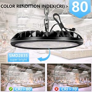 Royana 100W LED UFO High Bay Light, 6 Pack 10000LM Garage Lights High-Light Ceiling LED with 1.2M Cable 110V Plug LED Commercial Grade Light Lighting 6000K Shop Lights for Factory Warehouse Workshop