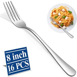 forks silverware,16-piece dinner forks,8 inches premium food-grade stainless steel forks,metal forks set,silverware forks only,mirror polished,dishwasher safe