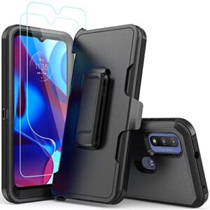 Compatible with Motorola G Pure/Moto G Power 2022 Case, Heavy Duty Rugged Shockproof Full Body Protection Kickstand Case with Belt Clip Holster for Motorola G Pure 6.5 inch Phone (Black)