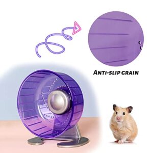 kathson Hamster Exercise Wheel 6.7 inch Silent Running Wheel for Gerbils Chipmunk, Dwarf Hamster, Mouse and Other Small Animals (Purple)