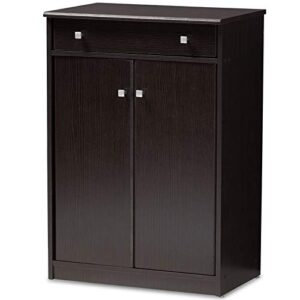 bowery hill contemporary wooden shoe cabinet in wenge brown