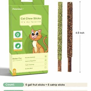 Potaroma 12Pcs Natural Silvervine Sticks Catnip Sticks, Catmint Silvervine Blend, Catnip Toys for Kittens Teeth Cleaning, Matatabi Dental Care Cat Treat Toys, Edible Kitty Toys for Cats Lick