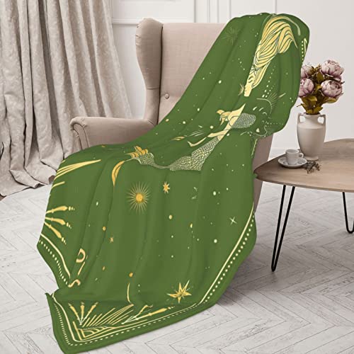 Yatuon Pisces Zodiac Blanket Constellation Flannel Fleece Throw Blanket with Lucky Colors Winter Warm Astrology Gifts Blanket for Home Bed Couch 50"X40"