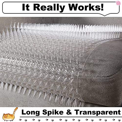 16 Pack Cat Repellent Outdoor Mat Cats Dogs Plastic Mats with Spikes Bendable Spiked Deterrent Training PET Mat Cat Repellent Mats for Indoor Outdoor Supplies, 18.3 Square Feet, 16 x 13 Inch (Clear)