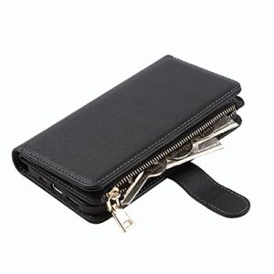 Jaorty iPhone 12 Mini Phone Case Wallet for Women Men with Credit Card Holder, iPhone 12 Mini Crossbody Case with Strap Shoulder Lanyard, Zipper Pocket PU Leather Cases for iPhone 12 Mini,5.4" Black