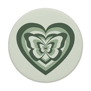 Sage Green Aesthetic Love Heart Coffe Latte Butterfly PopSockets Swappable PopGrip