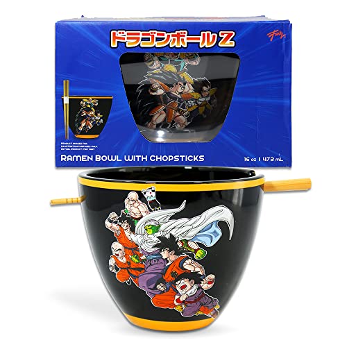 Stunned Mind Dragon Ball Z 16 oz Saiyans vs Earth Ramen Bowl with Chopsticks