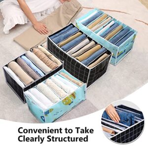 TOOVREN [Upgraded] Wardrobe Clothes Organizer Dense 23 Wires Clothing Organizer Drawer 9 Grids, Deeper Jean Storage Leggings Pants, Foldable Sweater Organizer for Closet Shelf Bedroom (1PCS)