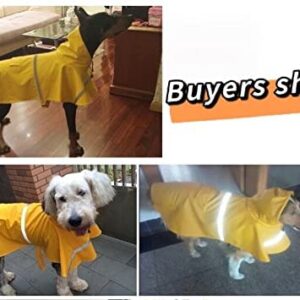 TURNGHK Pet Dog Raincoat Waterproof Hooded Dog Rain Jacket with Pocket Adjustable Lightweight Slicker Poncho with Reflective Strip for Small Medium Large Dogs(Yellow XL)