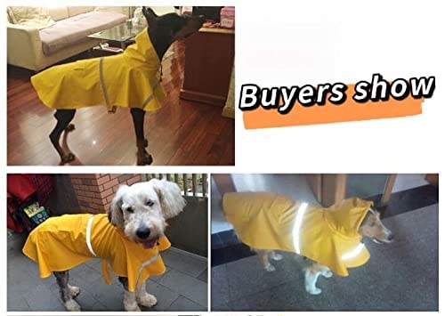 TURNGHK Pet Dog Raincoat Waterproof Hooded Dog Rain Jacket with Pocket Adjustable Lightweight Slicker Poncho with Reflective Strip for Small Medium Large Dogs(Yellow XL)