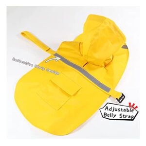 TURNGHK Pet Dog Raincoat Waterproof Hooded Dog Rain Jacket with Pocket Adjustable Lightweight Slicker Poncho with Reflective Strip for Small Medium Large Dogs(Yellow XL)