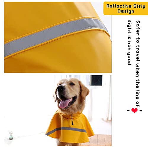 TURNGHK Pet Dog Raincoat Waterproof Hooded Dog Rain Jacket with Pocket Adjustable Lightweight Slicker Poncho with Reflective Strip for Small Medium Large Dogs(Yellow XL)