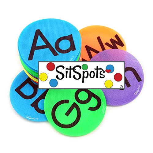 SitSpots® Alphabet Multi-Color Circle (Size 4") - Pack A-Z Circle Floor Dots for Classroom | The Original Sit Spots for Your Classroom Seating