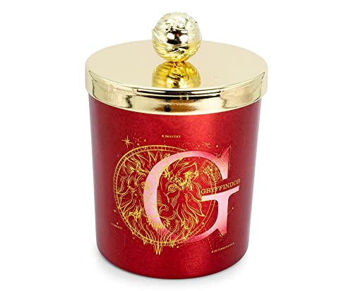 Harry Potter House Gryffindor Premium Scented Soy Wax Candle with Unique Aromatic Fragrance | 50-Hour Burn Time | Home Decor Housewarming Essentials, Wizarding World Hogwarts Gifts and Collectibles